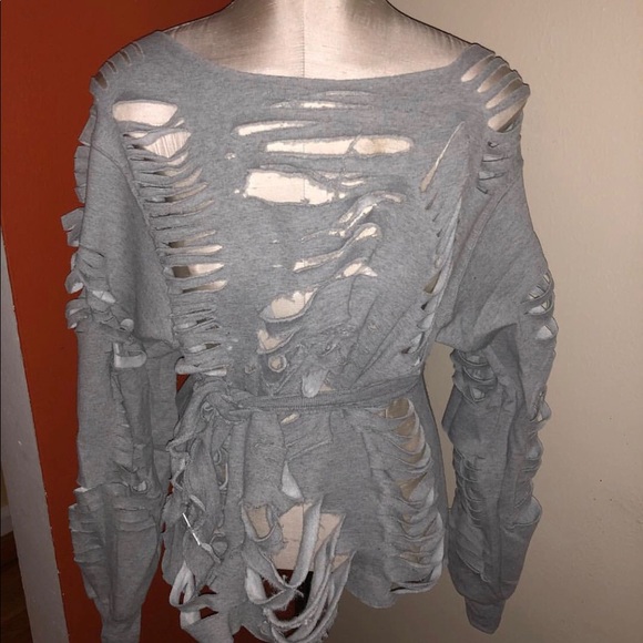 CUSTOM DISTRESSED SWEATER - Picture 1 of 1